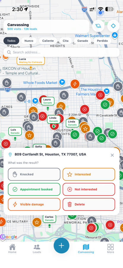 RoofDesk mobile · Canvassing